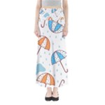 Rain Umbrella Pattern Water Full Length Maxi Skirt