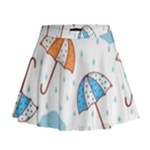Rain Umbrella Pattern Water Mini Flare Skirt