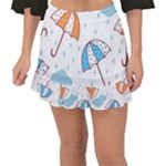 Rain Umbrella Pattern Water Fishtail Mini Chiffon Skirt