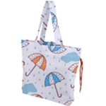 Rain Umbrella Pattern Water Drawstring Tote Bag