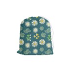 Drawing Flowers Meadow White Drawstring Pouch (Medium)