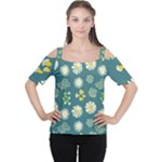 Drawing Flowers Meadow White Cutout Shoulder T-Shirt