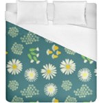 Drawing Flowers Meadow White Duvet Cover (King Size)
