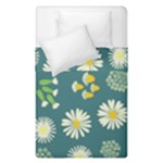 Drawing Flowers Meadow White Duvet Cover Double Side (Single Size)
