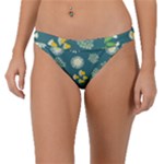 Drawing Flowers Meadow White Band Bikini Bottoms