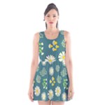Drawing Flowers Meadow White Scoop Neck Skater Dress