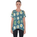 Drawing Flowers Meadow White Cut Out Side Drop T-Shirt