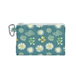 Drawing Flowers Meadow White Canvas Cosmetic Bag (Small)
