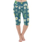 Drawing Flowers Meadow White Lightweight Velour Cropped Yoga Leggings