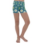 Drawing Flowers Meadow White Kids  Lightweight Velour Yoga Shorts