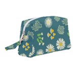Drawing Flowers Meadow White Wristlet Pouch Bag (Medium)