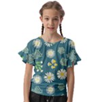 Drawing Flowers Meadow White Kids  Cut Out Flutter Sleeves