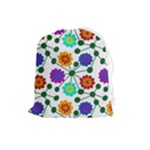 Bloom Plant Flowering Pattern Drawstring Pouch (Large)