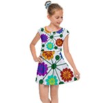 Bloom Plant Flowering Pattern Kids  Cap Sleeve Dress