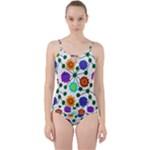 Bloom Plant Flowering Pattern Cut Out Top Tankini Set
