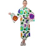 Bloom Plant Flowering Pattern Maxi Velvet Kimono