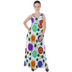 Bloom Plant Flowering Pattern Empire Waist Velour Maxi Dress