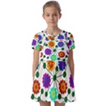 Bloom Plant Flowering Pattern Kids  Short Sleeve Pinafore Style Dress