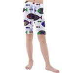Fish Abstract Colorful Kids  Mid Length Swim Shorts