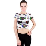 Fish Abstract Colorful Crew Neck Crop Top