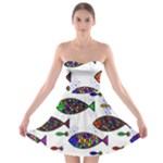 Fish Abstract Colorful Strapless Bra Top Dress
