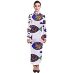 Fish Abstract Colorful Turtleneck Maxi Dress