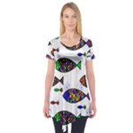 Fish Abstract Colorful Short Sleeve Tunic 