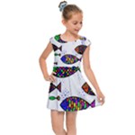 Fish Abstract Colorful Kids  Cap Sleeve Dress