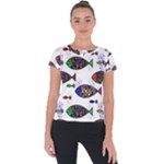 Fish Abstract Colorful Short Sleeve Sports Top 