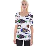 Fish Abstract Colorful Wide Neckline T-Shirt