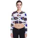 Fish Abstract Colorful Long Sleeve Zip Up Bomber Jacket
