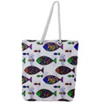 Fish Abstract Colorful Full Print Rope Handle Tote (Large)
