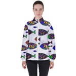 Fish Abstract Colorful Women s High Neck Windbreaker