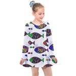 Fish Abstract Colorful Kids  Long Sleeve Dress