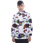Fish Abstract Colorful Men s Front Pocket Pullover Windbreaker