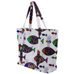 Fish Abstract Colorful Zip Up Canvas Bag