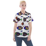 Fish Abstract Colorful Women s Short Sleeve Pocket Shirt