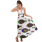 Fish Abstract Colorful Backless Maxi Beach Dress