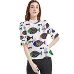 Fish Abstract Colorful Frill Neck Blouse