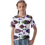 Fish Abstract Colorful Kids  Cuff Sleeve Scrunch Bottom T-Shirt