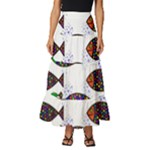 Fish Abstract Colorful Tiered Ruffle Maxi Skirt