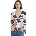 Fish Abstract Colorful Trumpet Sleeve Cropped Top