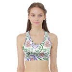 Bloom Nature Plant Pattern Sports Bra with Border