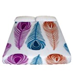 Pen Peacock Colors Colored Pattern Fitted Sheet (Queen Size)