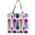 Pen Peacock Colors Colored Pattern Zipper Grocery Tote Bag