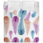Pen Peacock Colors Colored Pattern Duvet Cover Double Side (California King Size)