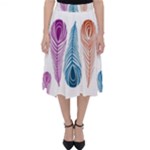 Pen Peacock Colors Colored Pattern Classic Midi Skirt