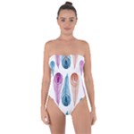 Pen Peacock Colors Colored Pattern Tie Back One Piece Swimsuit