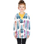 Pen Peacock Colors Colored Pattern Kids  Double Breasted Button Coat