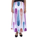 Pen Peacock Colors Colored Pattern Flared Maxi Skirt